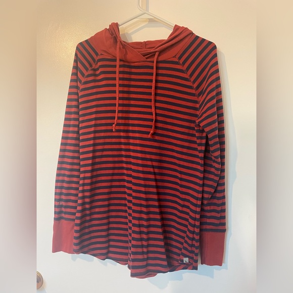 Eddie Bauer hooded top red and navy striped - Picture 1 of 5
